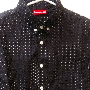 Supreme Polka Dot Denim Shirt Black and White